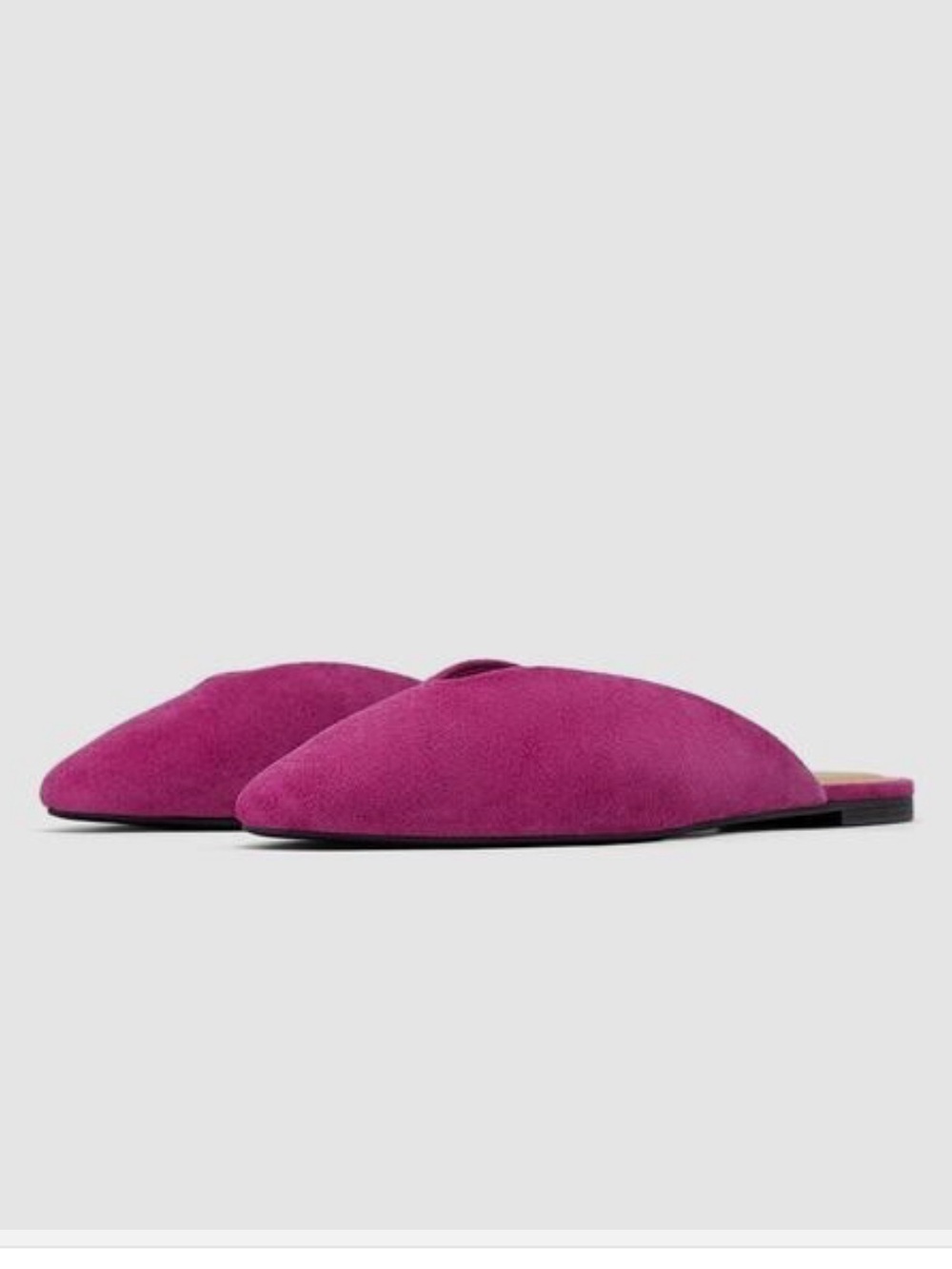 Zara Trafaluc V Vamp Leather Suede Slip On Flat Mules Fuchsia Women’s SZ EU 38